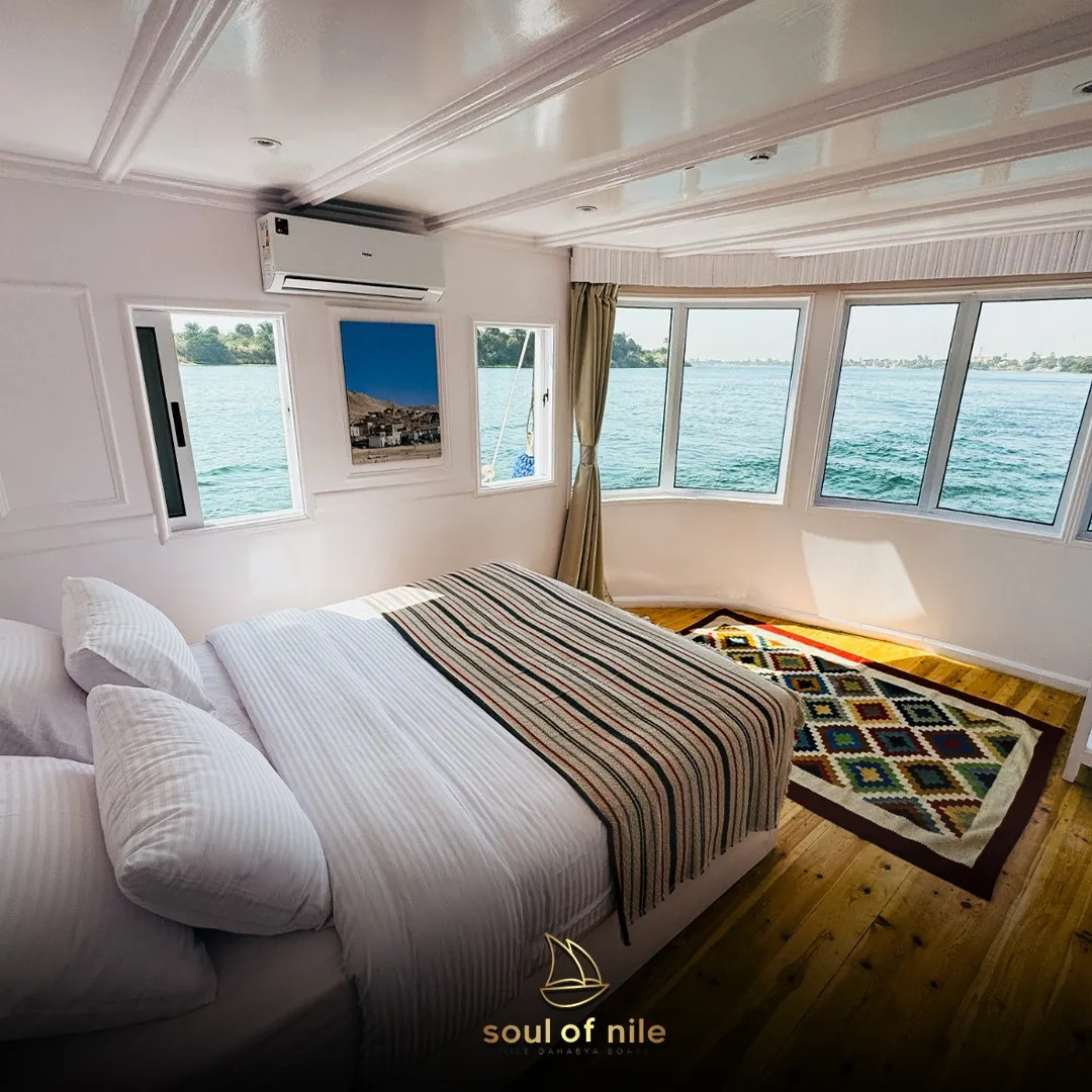 A cabin aboard a five star dahabiya on the Nile